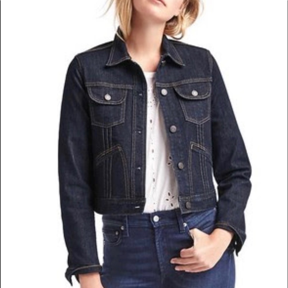 Gap Womens 1969 Short Denim Jacket Rinsed -Size Large